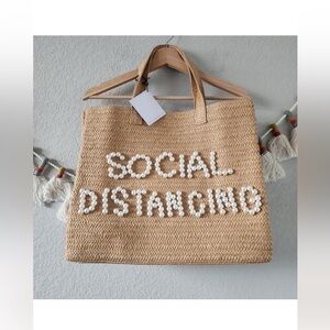 BTB LOS ANGELES Beyond the Beach, LRG Social Distancing Straw & Pearl Tote, NEW